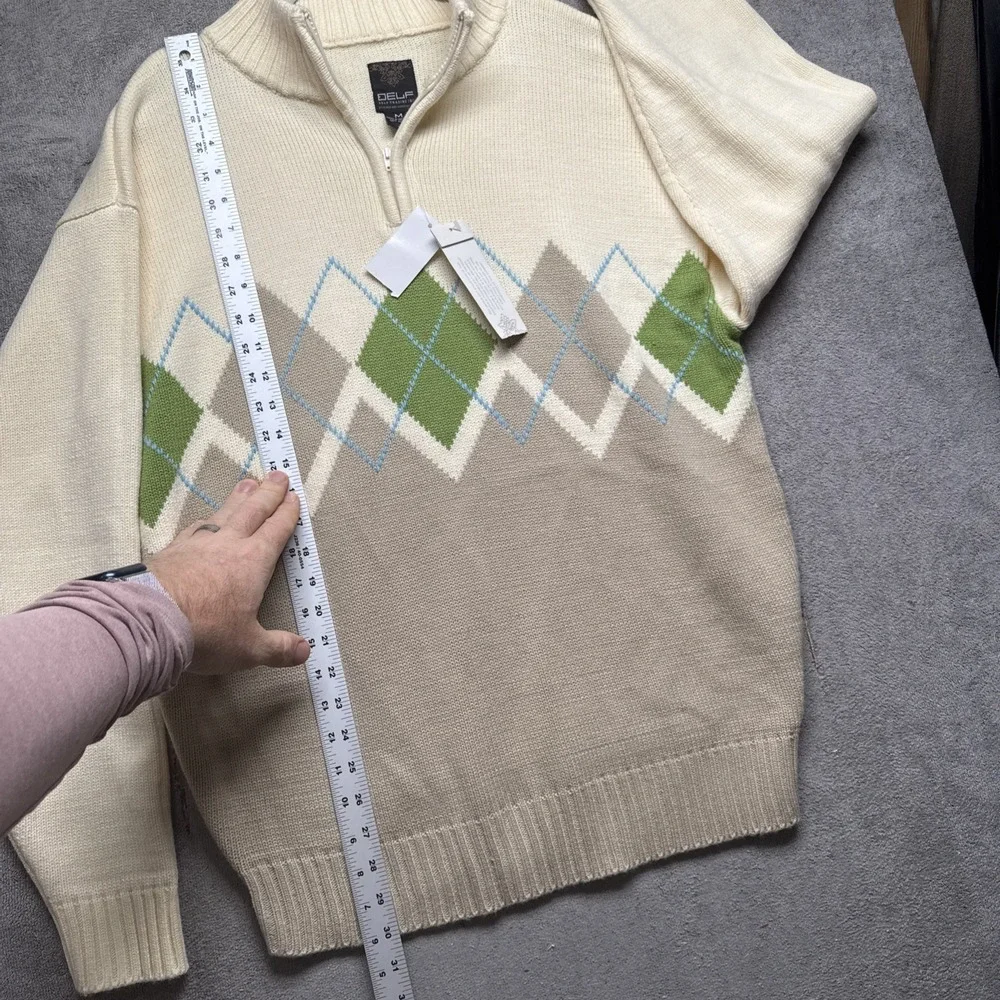 Men's Argyle‎ 1/4 Zip Sweater Delf Trading Company Preppy Golf Medium